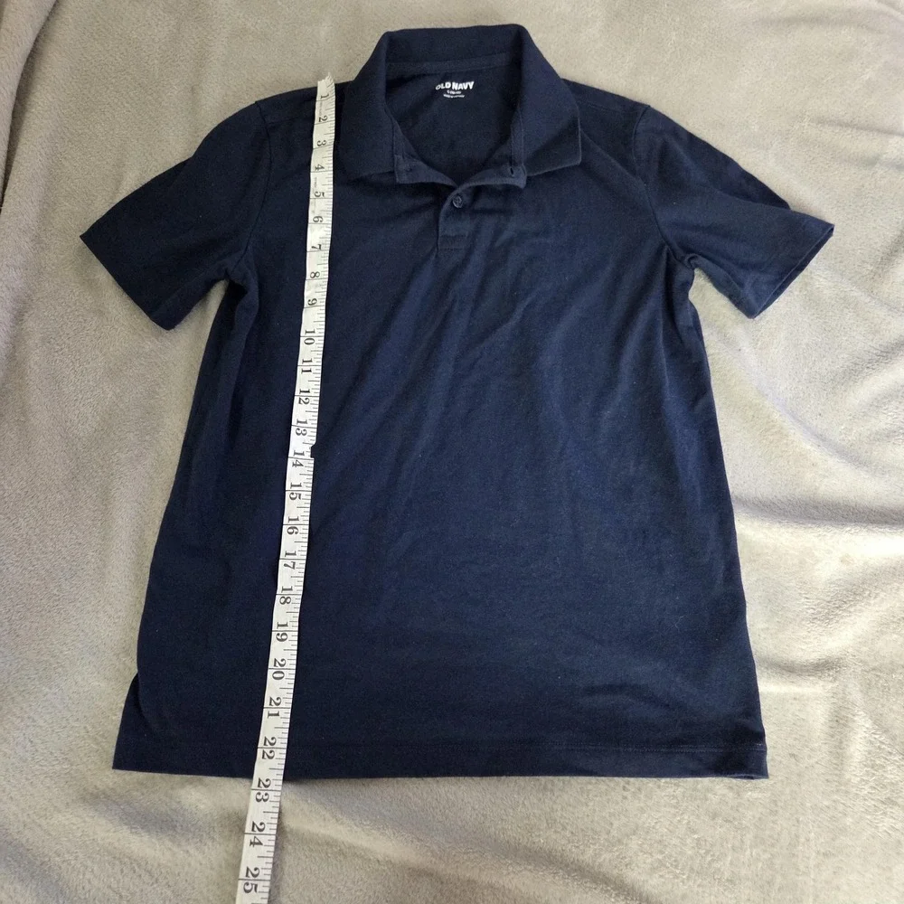 Old Navy Polo Shirt Boys L 10-12 Blue Short Sleeve Tagless Jersey Cotton Top